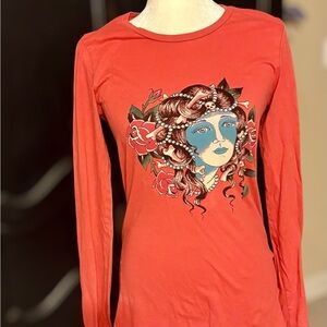 Ed Hardy Christina Audigier Y2K Lady Head Logo Long Sleeve Too